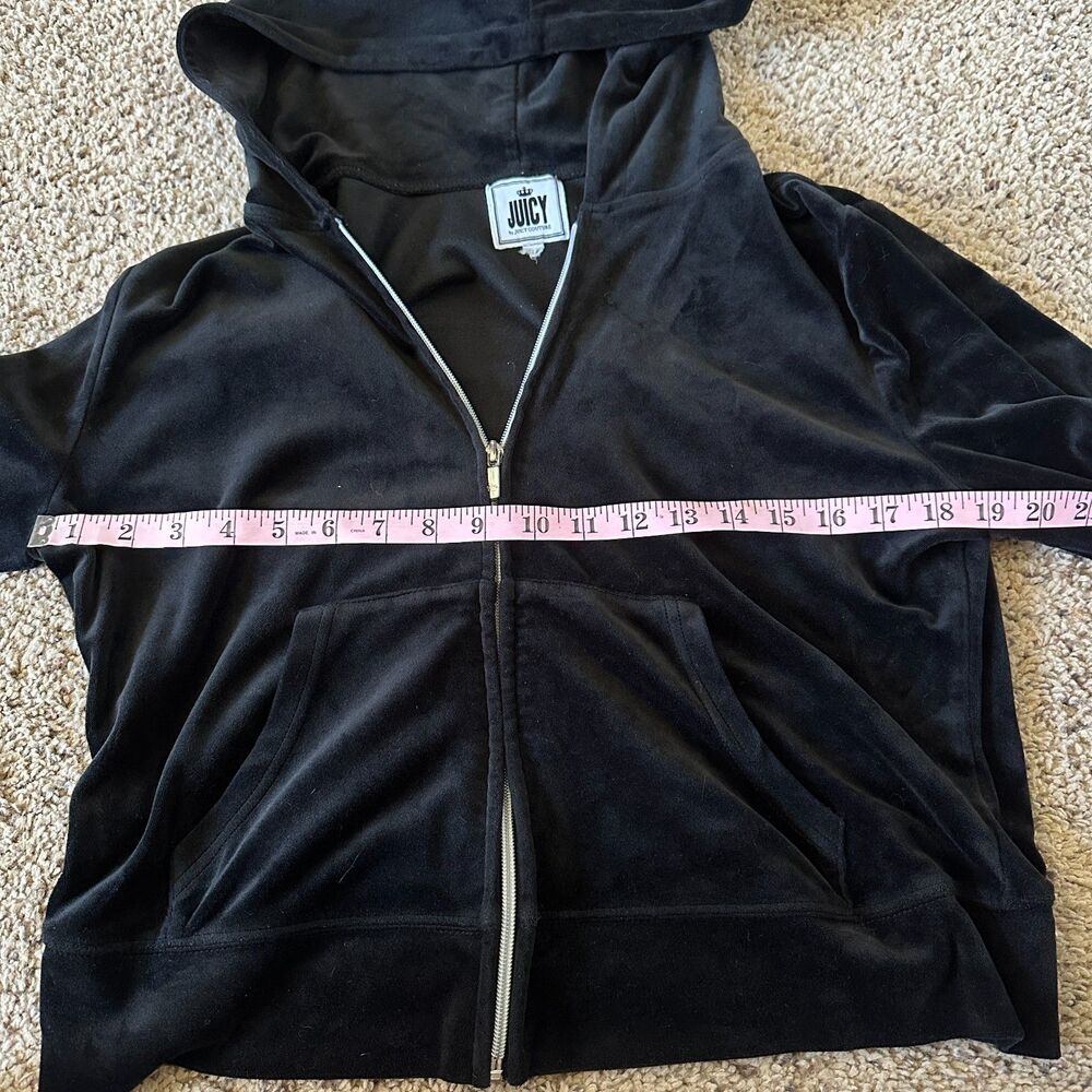 Juicy Couture Y2K Black Womens Velour Zip Up Hoodie - Picture 5 of 7